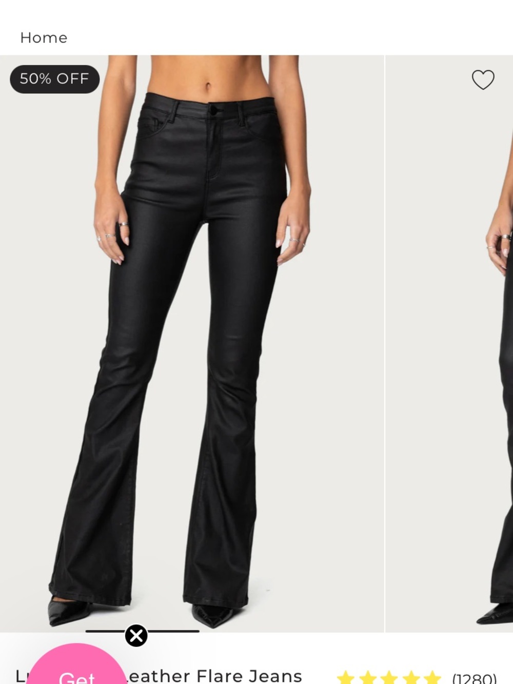 Edikted Black Coated Leather-Look Jeans
